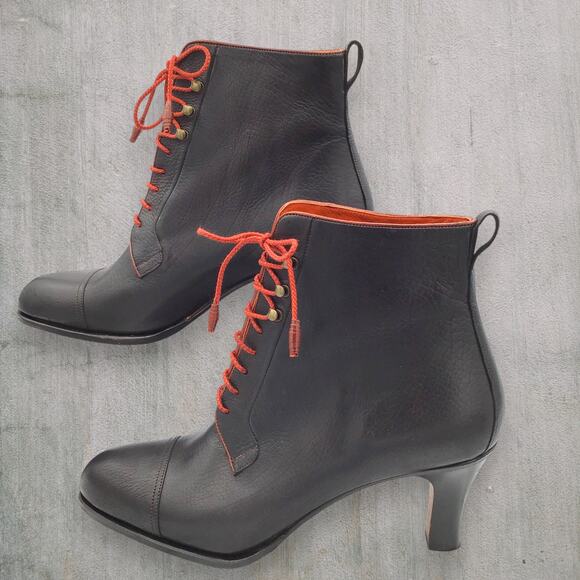 Carmina Italian Black Leather Lace-Up Ankle Boots Women's UK7 | US9 New - Picture 3 of 9